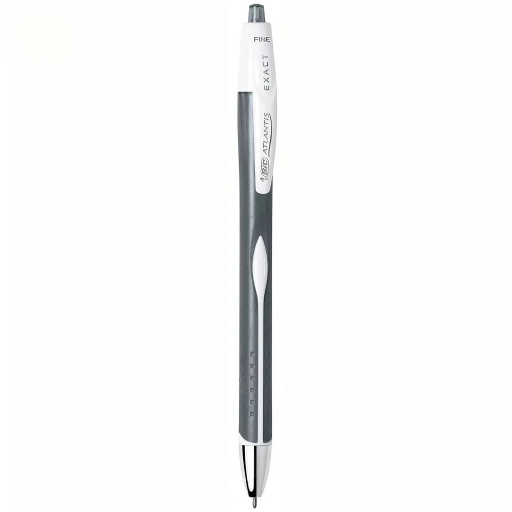 BIC Atlantis Exact Retractable Ball Pen, Fine Point (0.7 mm), Black, 3 Count